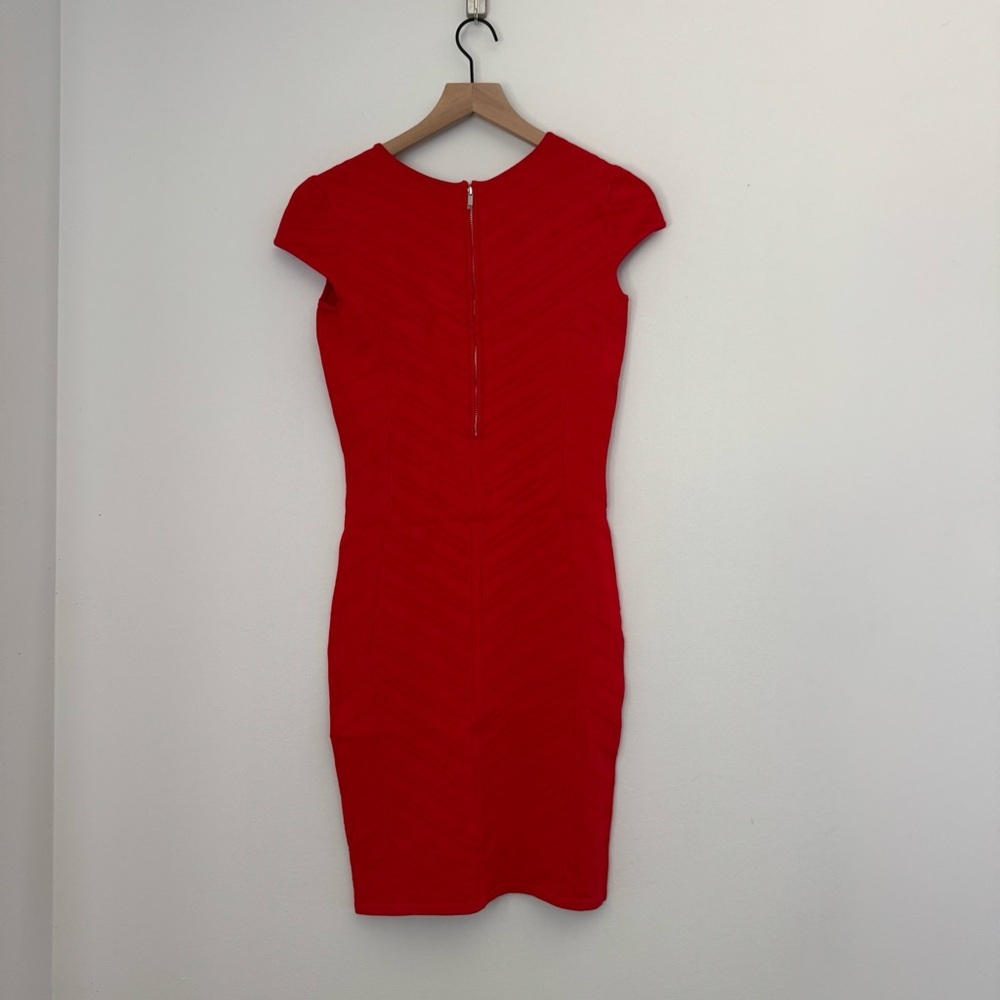 Vintage Y2K Cache Cherry Red Cap Sleeve Bodycon Dress Size Small - Picture 3 of 10